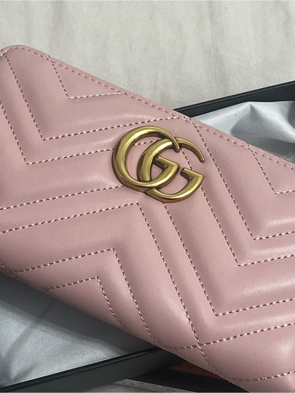 Pink Quilted Zip Wallet with Gold